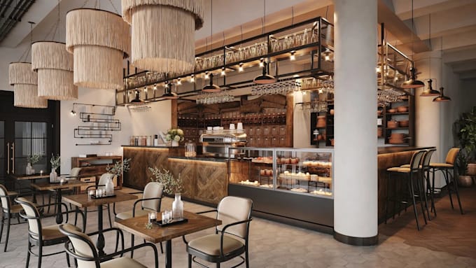 design cgi 3d interior for bar, lounge and restaurant interior