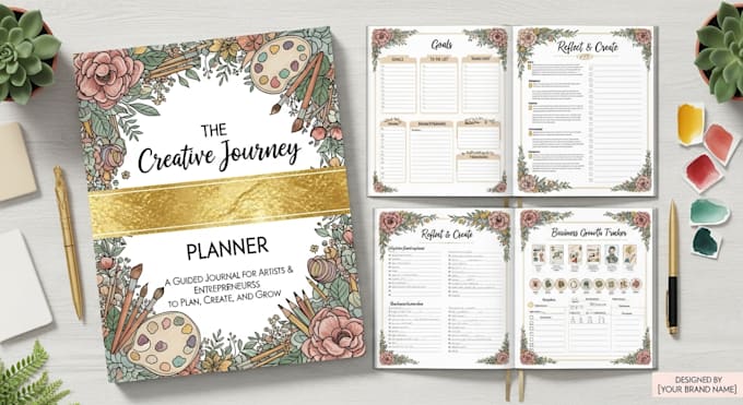 design printable planner guided journal for etsy  amazon KDP