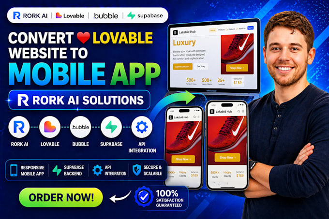 convert lovable website to mobile app rork ai, supabase backend api integration