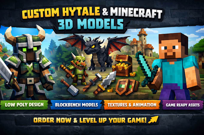 create custom hytale minecraft 3d models in blockbench