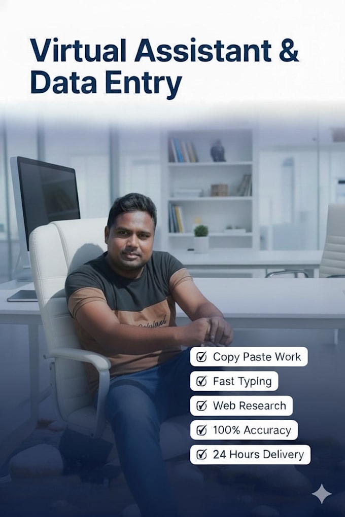 be your professional virtual assistant for data entry and copy paste