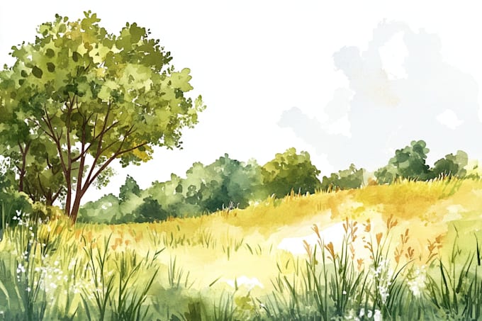 illustrate a watercolor landscape illustration