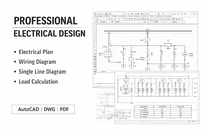Elektrischen plan, verkabelungsdiagramm, layout, lastberechnungen sld ...