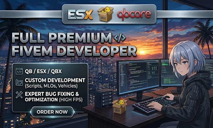 create a premium fivem server and custom esx, qbcore scripts