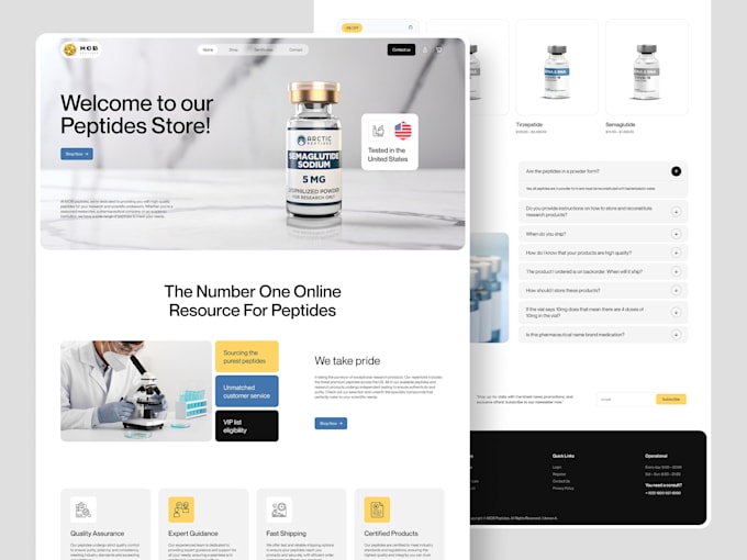 create peptide supplier website with secure payment gateway integration