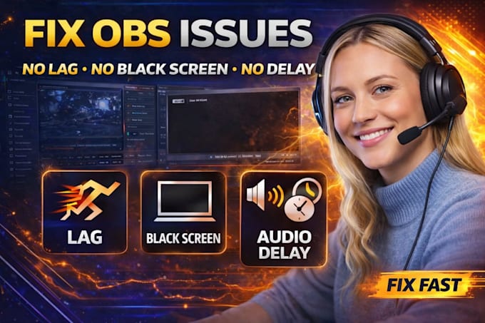 fix obs lag, black screen, audio delay and stream quality issues
