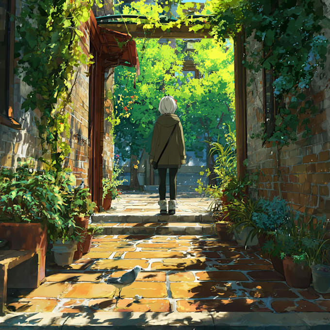 an background anime any in style