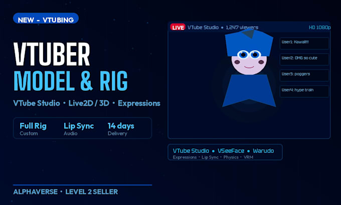 design and rig a vtuber model avatar with live2d or 3d expressions