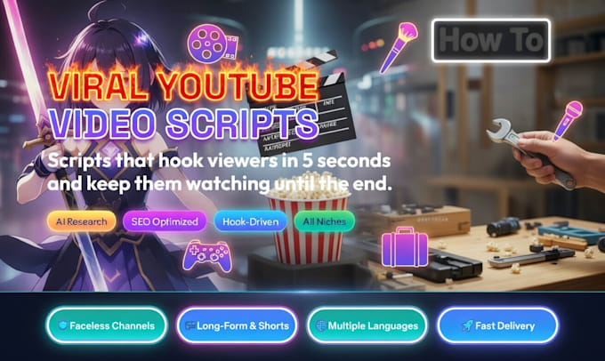 research and write viral youtube video scripts with hooks