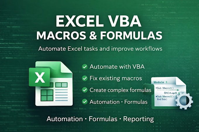 build excel vba tools, macros, and formulas