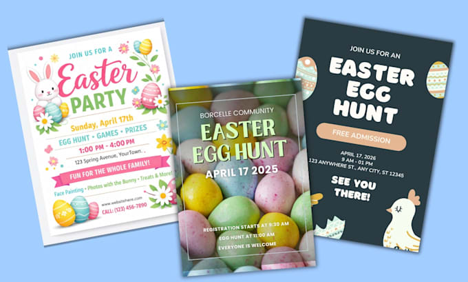 design easter celebration flyers, invitations, banners and social media posts