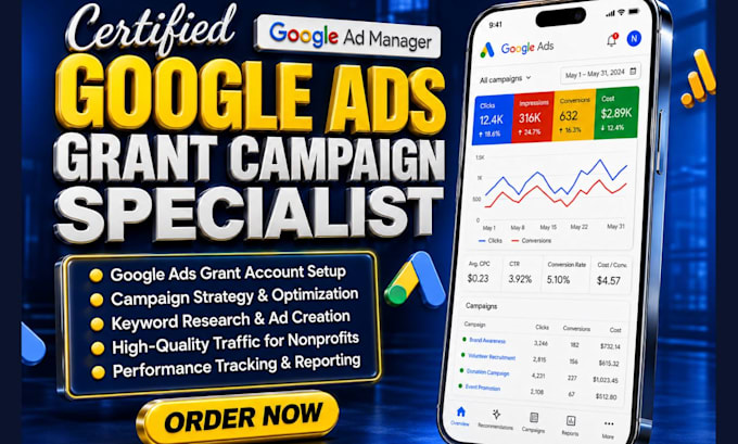 setup and manage google ads grant PPC campaigns for nonprofit