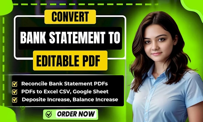 reconcile bank statement PDF to editable format