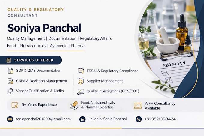 create pharma food sop gmp documentation and audit support
