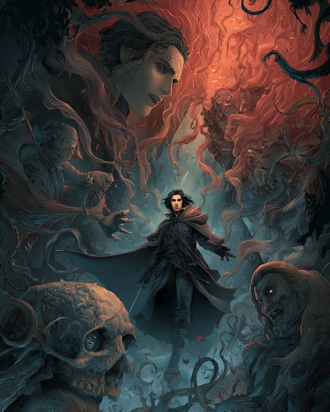 design a cinematic horror book cover that sells