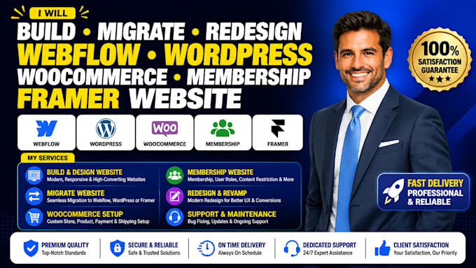 build migrate webflow wordpress woocommerce membership redesign framer website