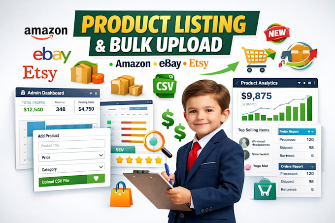 do amazon fba listing SEO ebay etsy product bulk listing CSV optimization