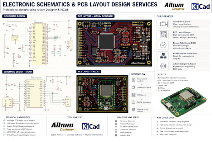 design electronic schematics and pcb layouts in altium designer and kicad