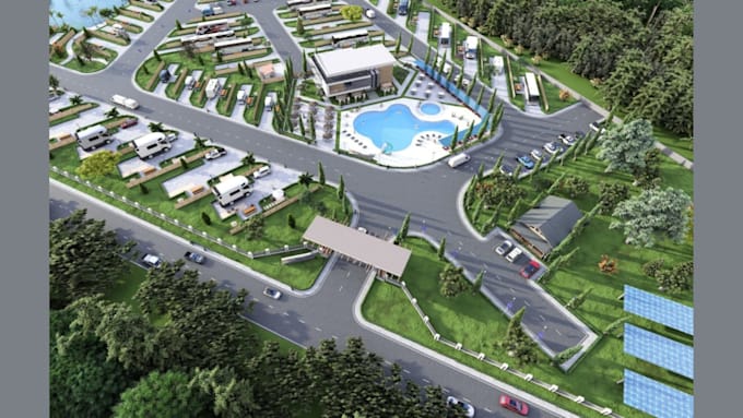 design rv park layouts, render, site master planning, and concept design