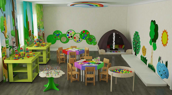 3d design preschool classroom,bead maze toy, activity table, sensory wall panel