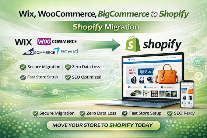 migrate your wix woocommerce bigcommerce ecwid store to shopify store migration