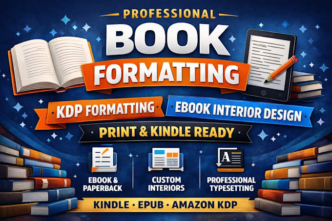 do ebook formatting, kdp formatting and book interior design