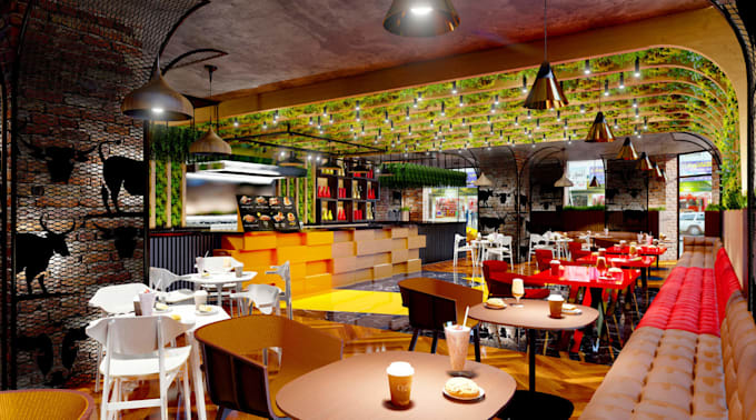 3d restaurant interior,bakery shop, cafe, bar design,lounge, retail store render