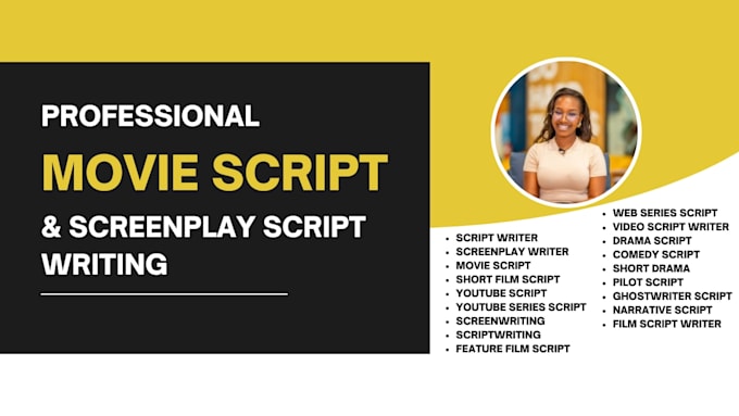 write and edit movie script, movie script treatment, youtube series,video script