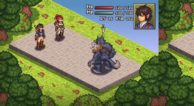 create pixel art game character sprites, animations in rpg maker or custom style