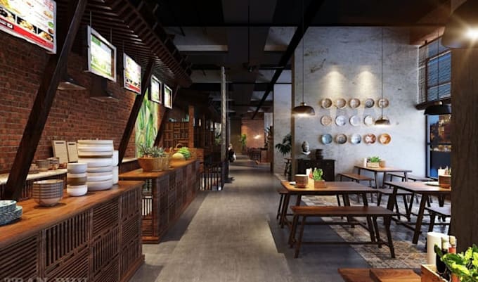 3d design interior and exterior of your restaurant, store and commercial space