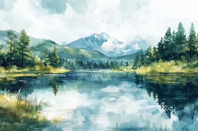 draw a watercolor landscape illustration