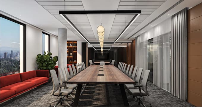 relayout modern office interior, board room design, co working space rendering