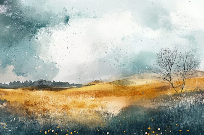 illustrate a watercolor landscape illustration