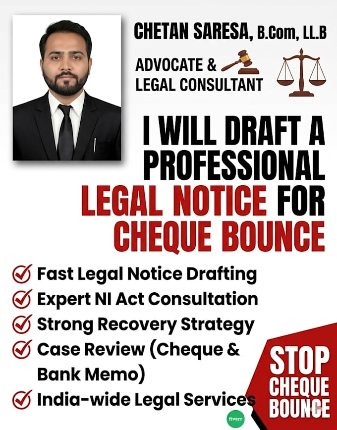 draft a professional legal notice for cheque bounce