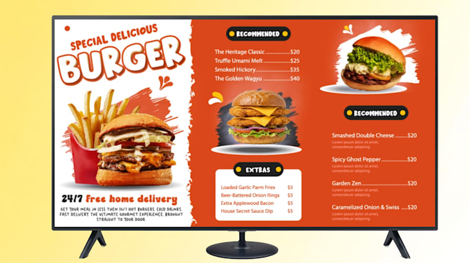 design your animated digital menu boards for restaurants