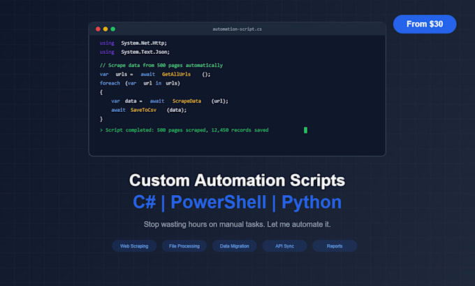 write automation scripts in csharp powershell or python