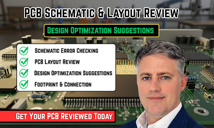 review your pcb schematic and pcb layout for errors and optimization