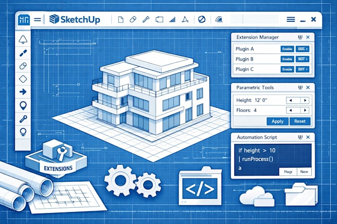 develop sketchup plugin, ruby extension, sketchup automation tool