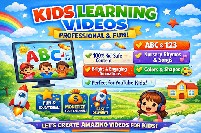 pixar ai animation, cocomelon style, nursery rhymes, kids learning videos