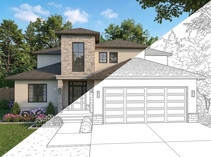 create high quality 3d exterior render for your house