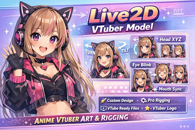 rig and create anime furry character in live2d vrm