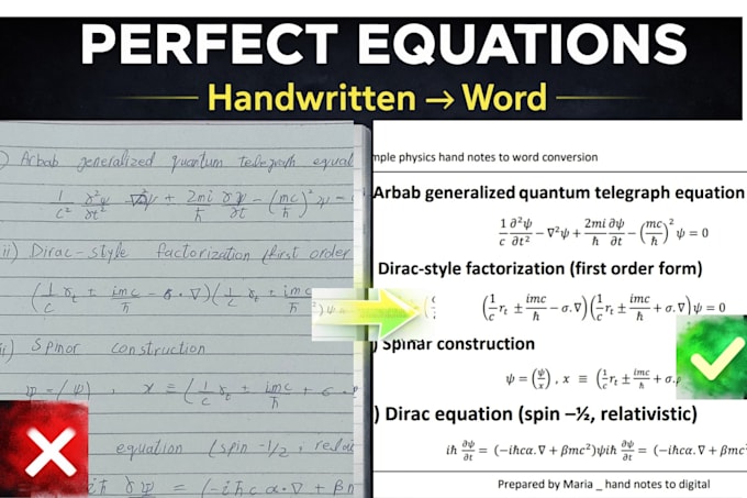convert handwritten notes into clean academic word documents with equations