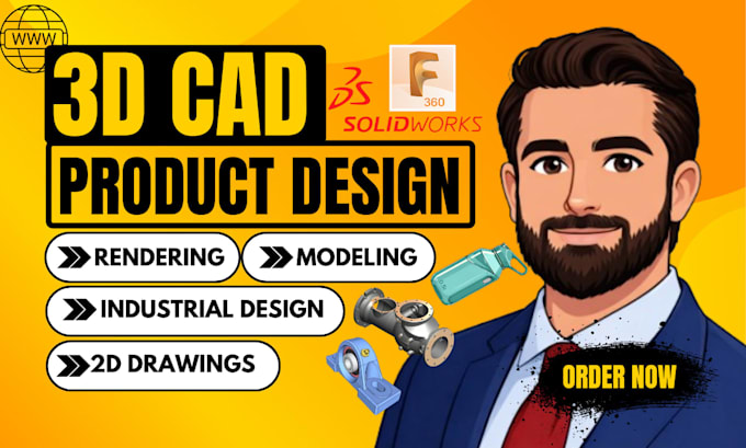 do 3d cad design, product modeling and 3d printing files in solidworks