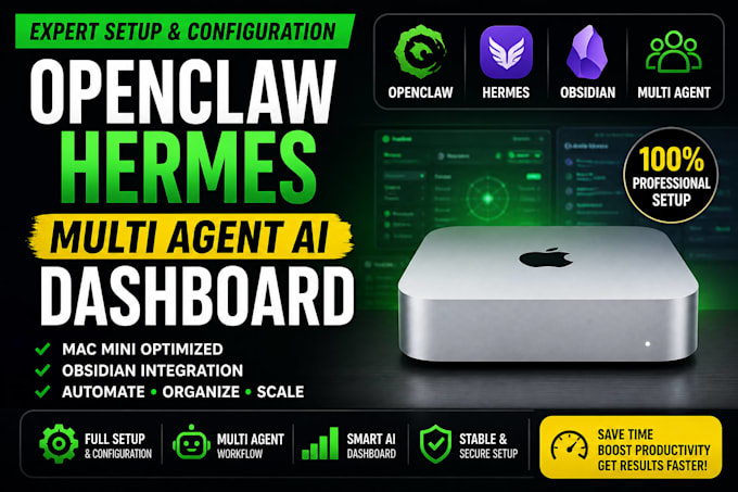 install openclaw bot open claw hermes mac mini multi agent dashboard obsidian