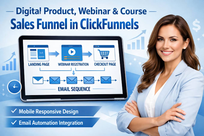 create digital product webinar courses sale funnel landing page on clickfunnel