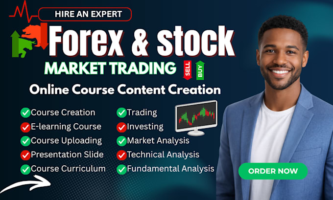 create forex, stock, crypto trading course content, ppt slide, course video