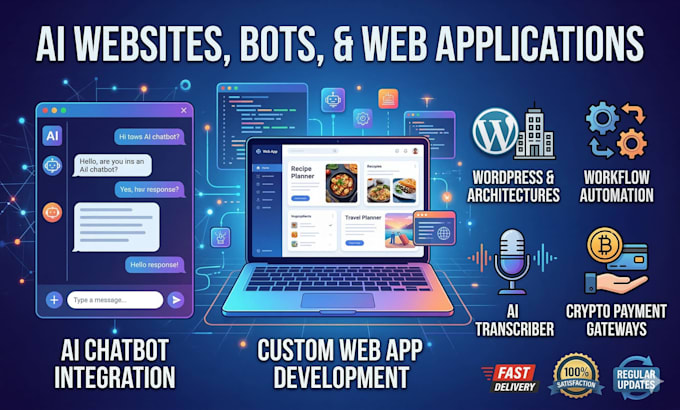develop all types of websites and apps, ai bots, ai websites