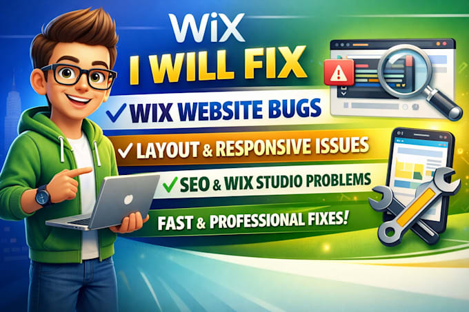 fix wix website bugs, layout issues, responsive design, SEO or wix studio issues