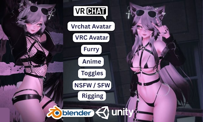 custom vrchat avatar vr character vrc avatar, nsfw 3d model vr chat humanoid