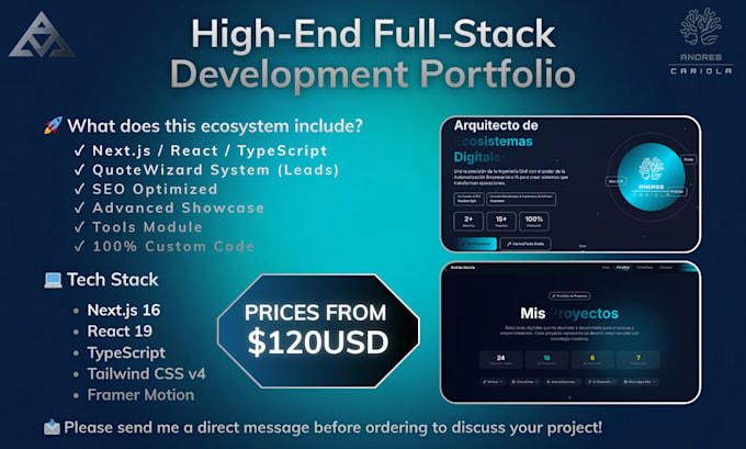 build a premium next js fullstack web portfolio